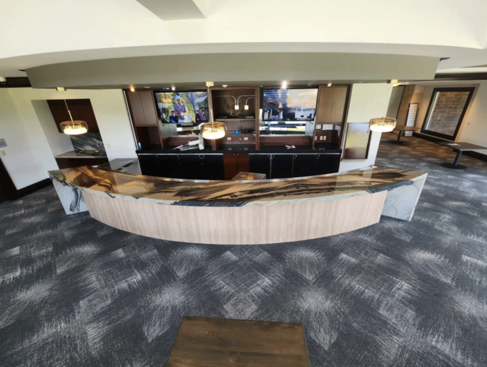 Statement stone bar top with waterfall edge